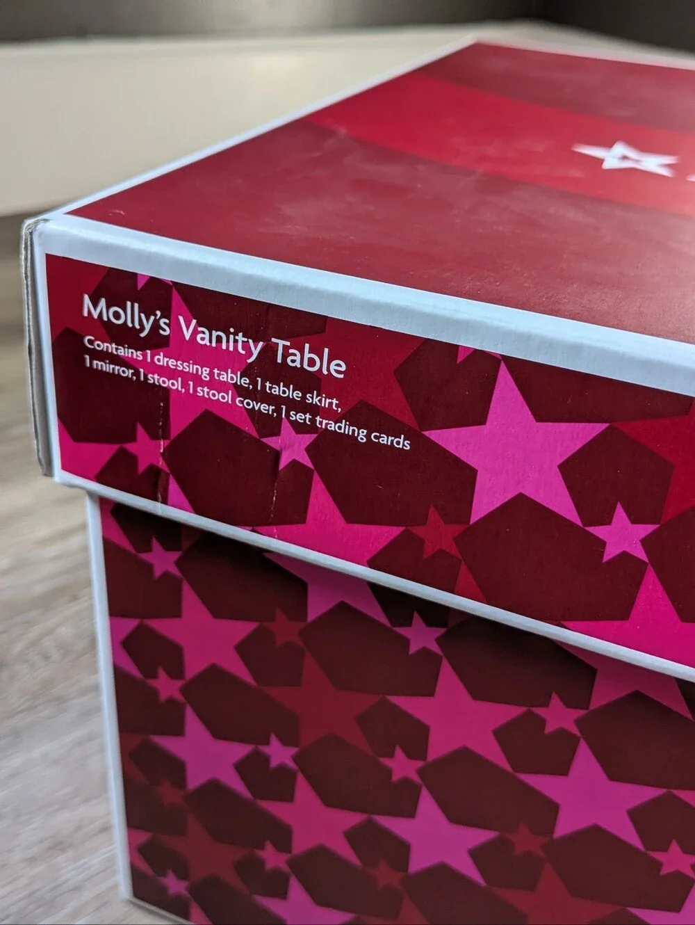 American Girl Molly's Vanity Table Pink and Cream Floral Vanity Set with Mirror - Picture 13 of 14